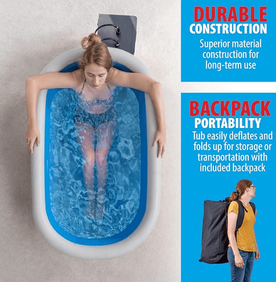 The Inflatable Ice Bathtub With Chiller is designed for cold therapy and recovery, easily set up with an electric pump. It's portable, durable, and ideal for prolonged cold plunge therapy.