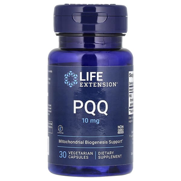 PQQ (Pyrroloquinoline Quinone) is a potent antioxidant that boosts cellular energy, cognitive health, heart health, and immunity. It promotes new mitochondria growth, enhances endurance, maintains memory, improves sleep quality, and reduces inflammation.