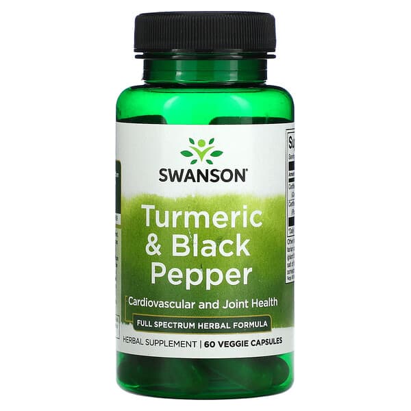 Turmeric with Black Pepper is a potent blend that promotes wellness by enhancing curcumin absorption, supporting a healthy inflammatory response, aiding digestion, boosting immunity, protecting cells, improving brain function, and reducing heart disease risk.